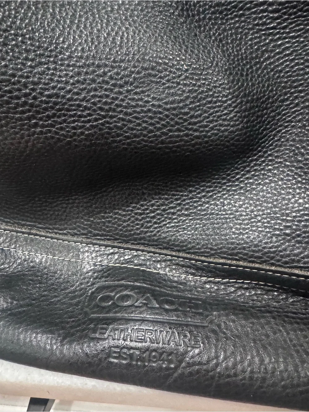 Black Leather Shoulder Bag with Contrast Stitching by Coach